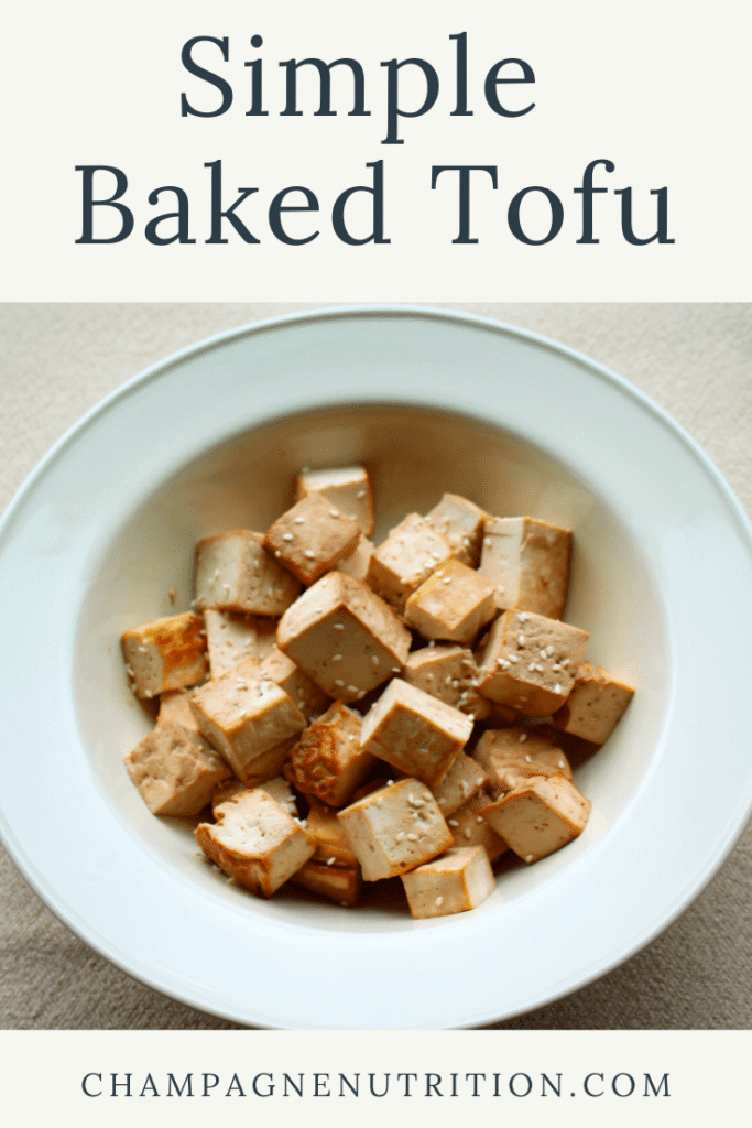 A bowl of beautifully browned, baked tofu