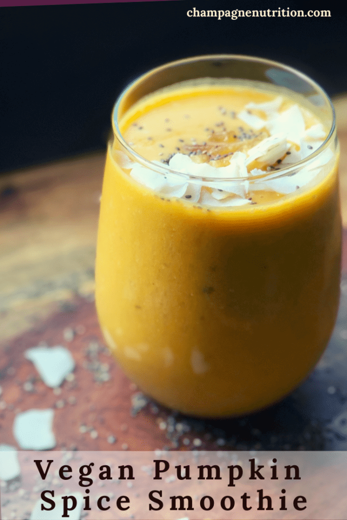 a beautiful, fall smoothie with a golden pumpkin color 