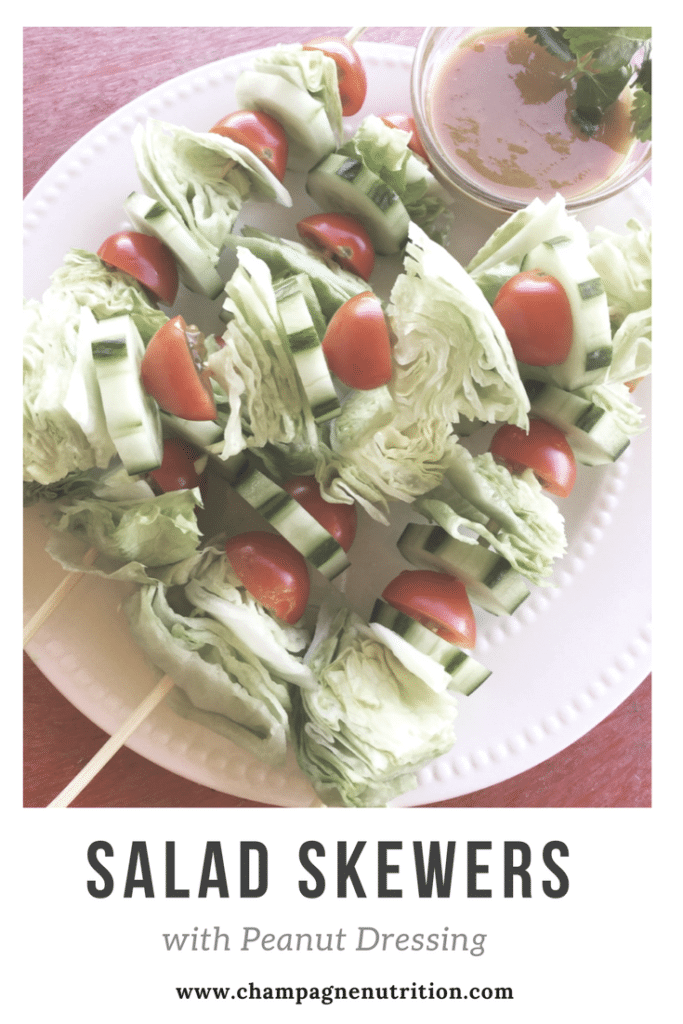 Salad Skewers with Peanut Dressing 