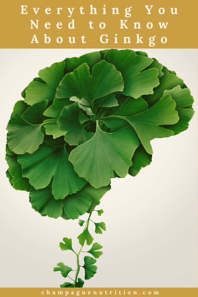 a large bunch of ginkgo leaves with a title for the blog post