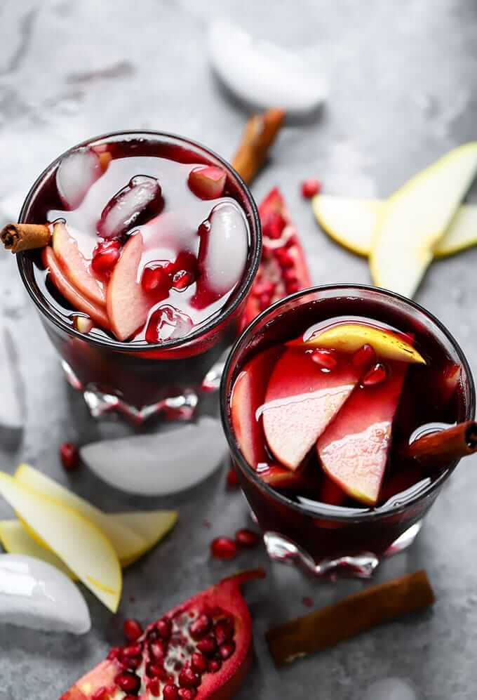 Cocktails and Mocktails for New Years Eve Pomegranate Ginger Sangria
