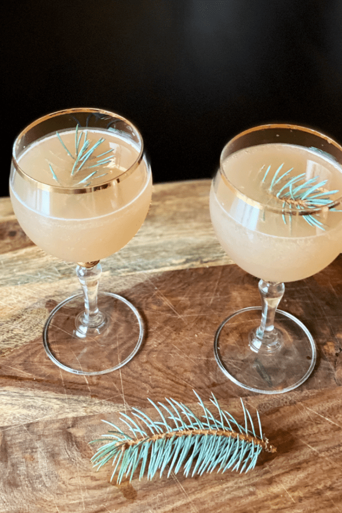 Gold Pine Tree Wine Glasses