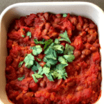 An image of these vibrant, gorgeous, red beans in their baking pan